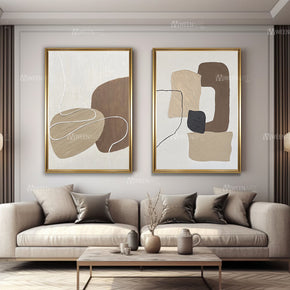 Tableau diptyque avec Cadre Américain - l'art géométrique