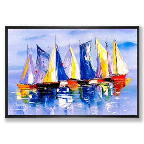 Tableau décoratif :Bateaux pastels avec cadre americain