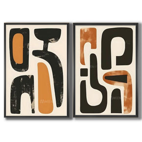 Tableau diptyque avec Cadre Américain - abstract curves