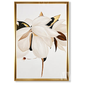 Tableau décoratif : Fleurs blanche avec cadre americain