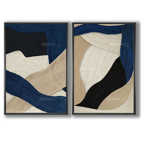 Tableau diptyque avec Cadre Américain - bleu  rivière