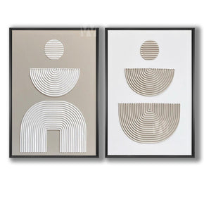 Tableau diptyque avec Cadre Américain - silhouette texturé