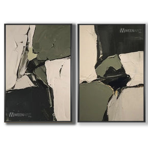 Tableau diptyque avec Cadre Américain - Abstract memory